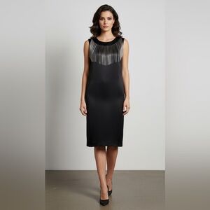 BALMAIN Wool Silver Metal Chain Fringe Embellished Tunic Dress 44 or medium